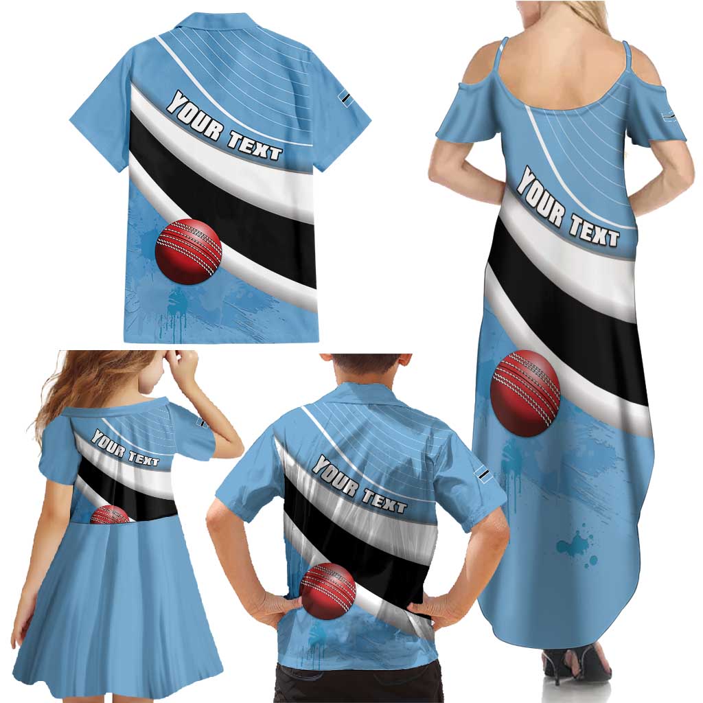 Custom Botswana Cricket Family Matching Summer Maxi Dress and Hawaiian Shirt Go Baggy Blues - Wonder Print Shop