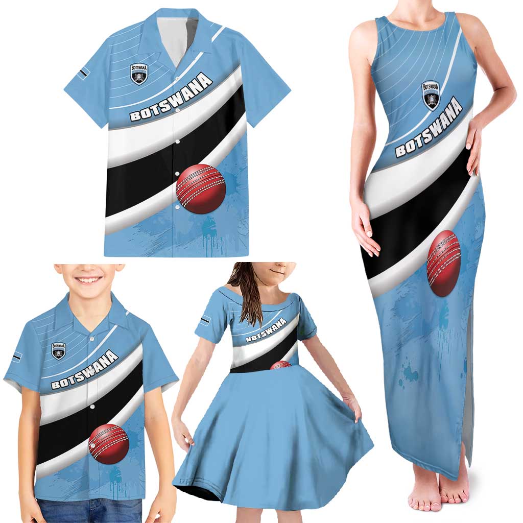 Custom Botswana Cricket Family Matching Tank Maxi Dress and Hawaiian Shirt Go Baggy Blues - Wonder Print Shop