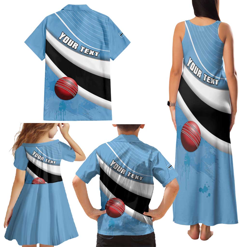 Custom Botswana Cricket Family Matching Tank Maxi Dress and Hawaiian Shirt Go Baggy Blues - Wonder Print Shop