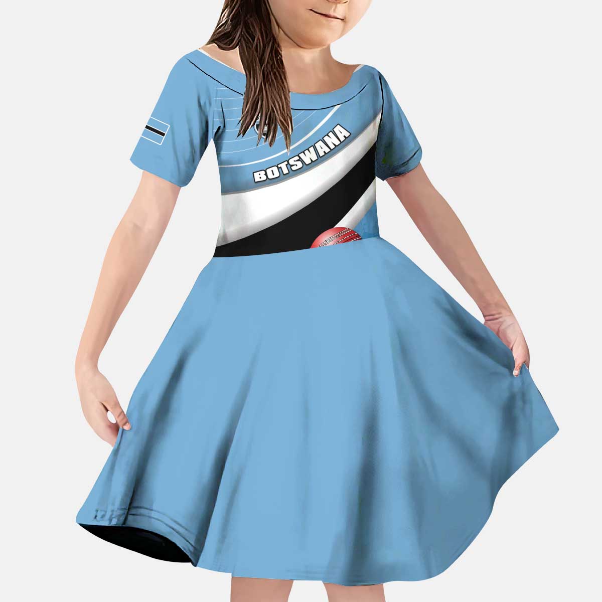 Custom Botswana Cricket Kid Short Sleeve Dress Go Baggy Blues - Wonder Print Shop