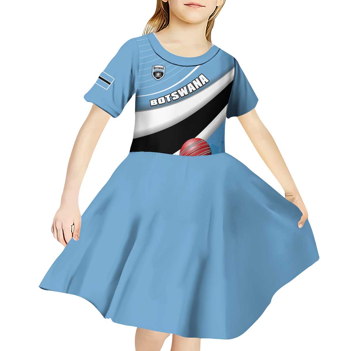 Custom Botswana Cricket Kid Short Sleeve Dress Go Baggy Blues - Wonder Print Shop