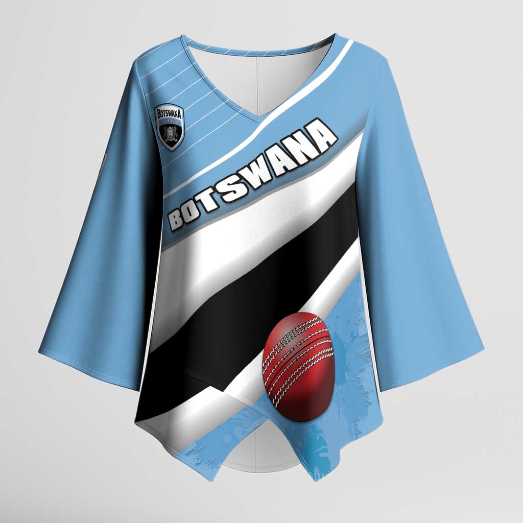 Custom Botswana Cricket Kimono Sleeve Blouse Go Baggy Blues - Wonder Print Shop