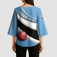 Custom Botswana Cricket Kimono Sleeve Blouse Go Baggy Blues - Wonder Print Shop