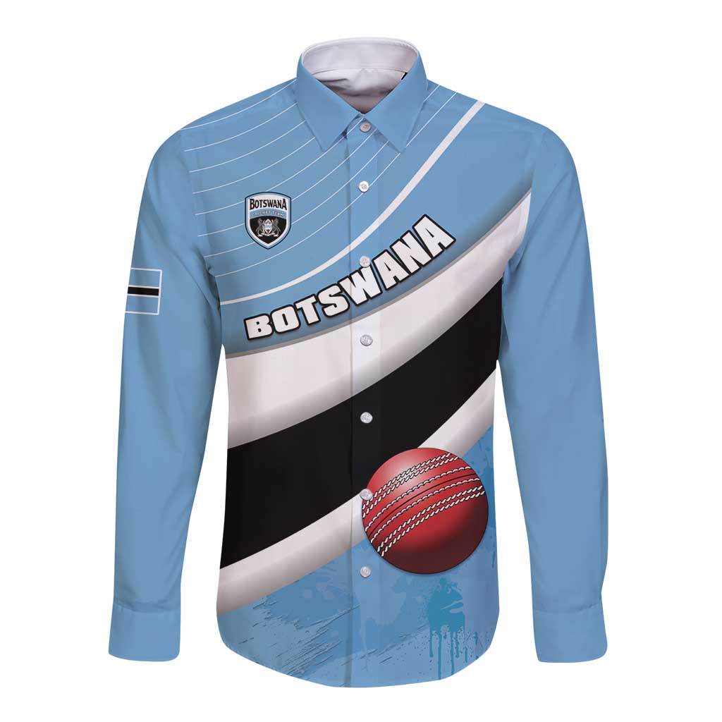 Custom Botswana Cricket Long Sleeve Button Shirt Go Baggy Blues - Wonder Print Shop