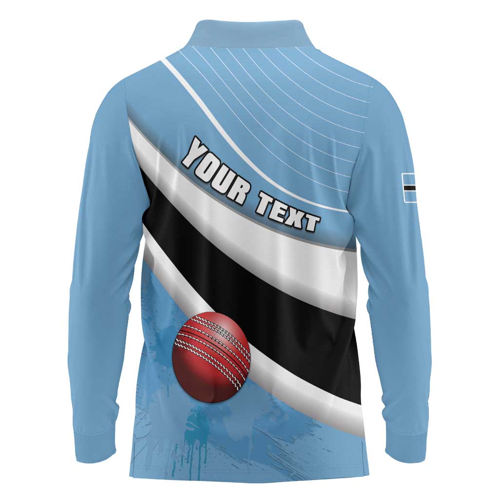 Custom Botswana Cricket Long Sleeve Polo Shirt Go Baggy Blues - Wonder Print Shop