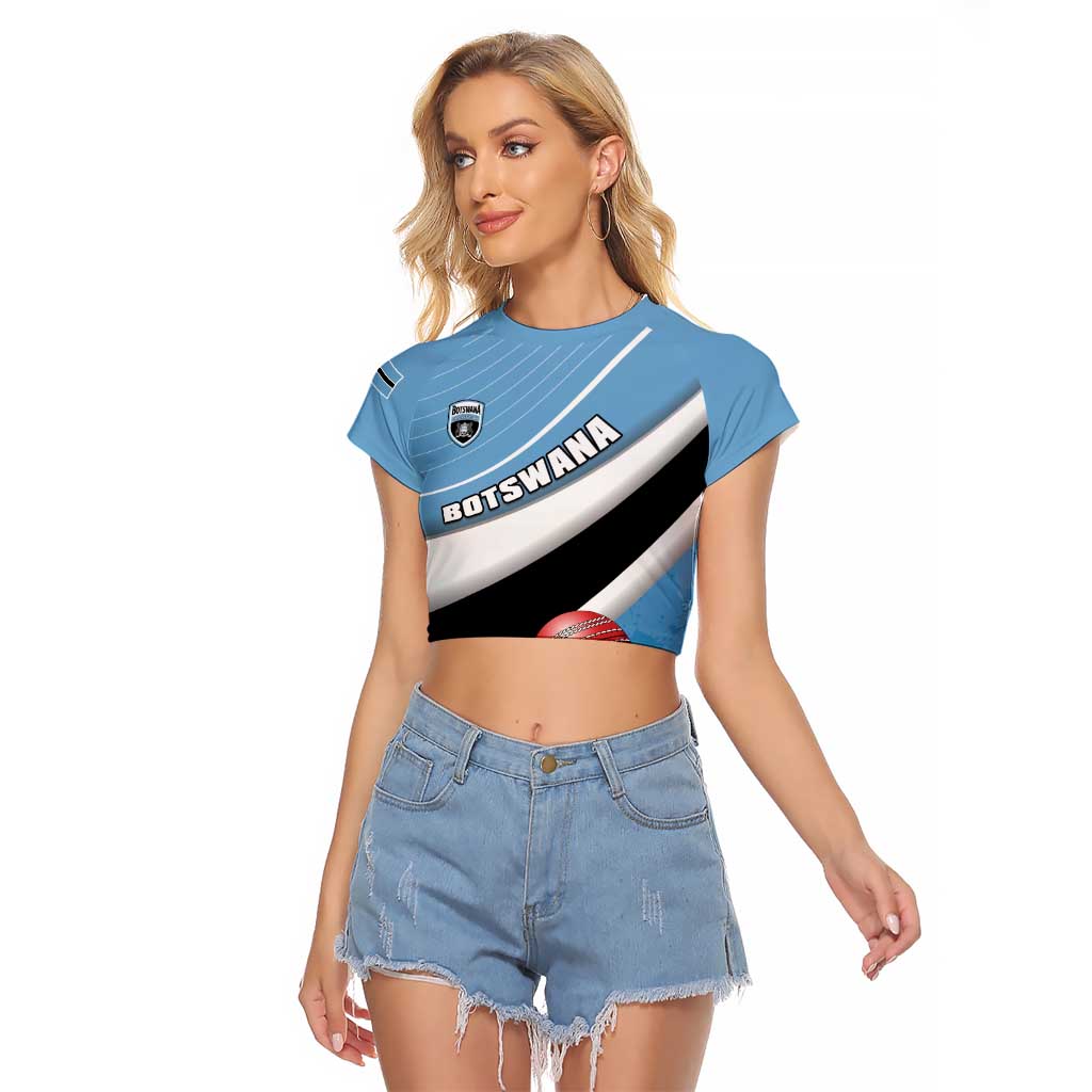Custom Botswana Cricket Raglan Cropped T Shirt Go Baggy Blues - Wonder Print Shop