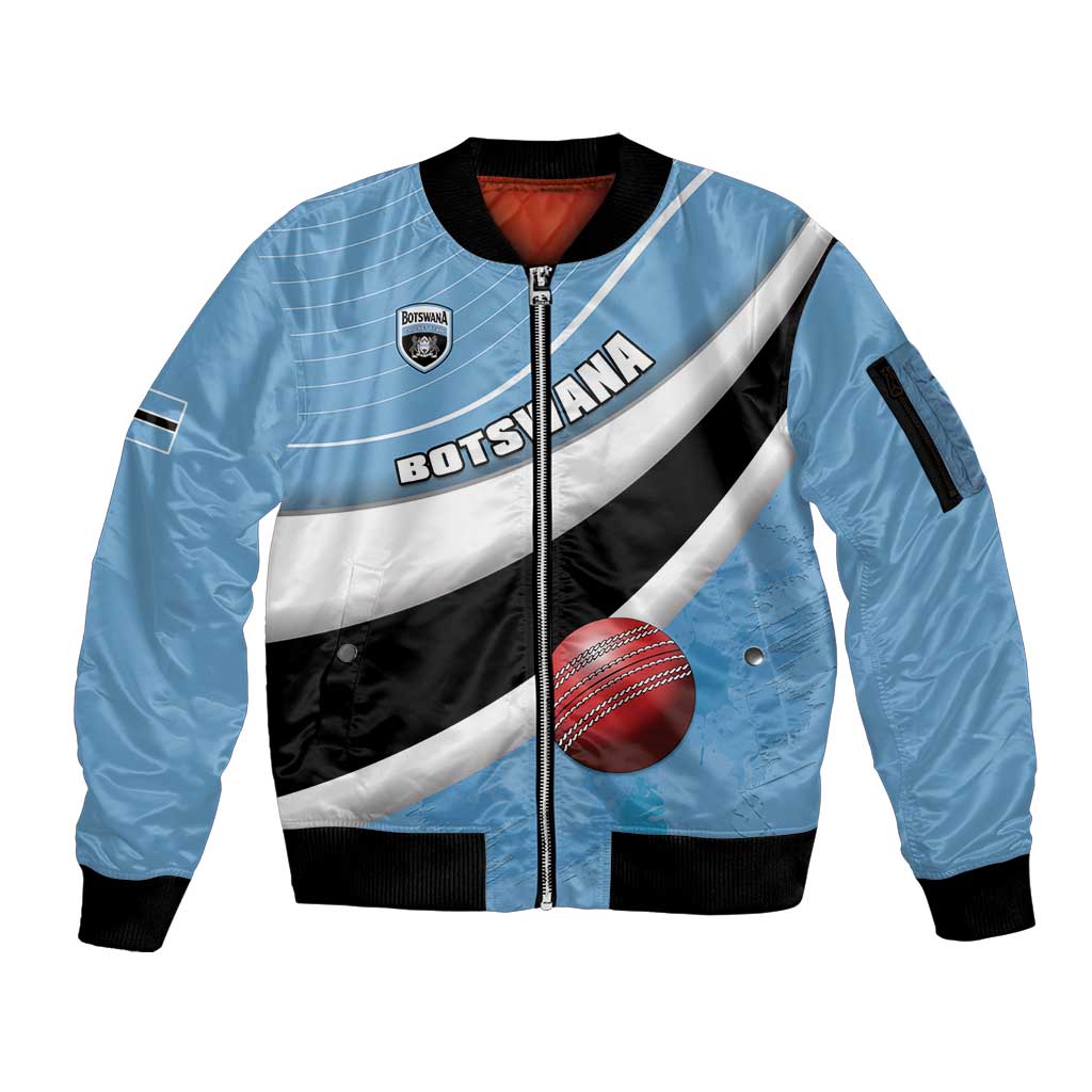 Custom Botswana Cricket Sleeve Zip Bomber Jacket Go Baggy Blues - Wonder Print Shop