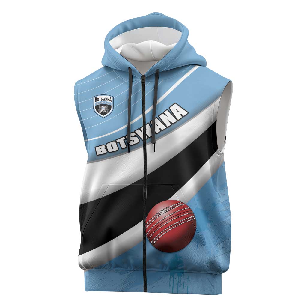 Custom Botswana Cricket Sleeveless Zip Hoodie Go Baggy Blues - Wonder Print Shop