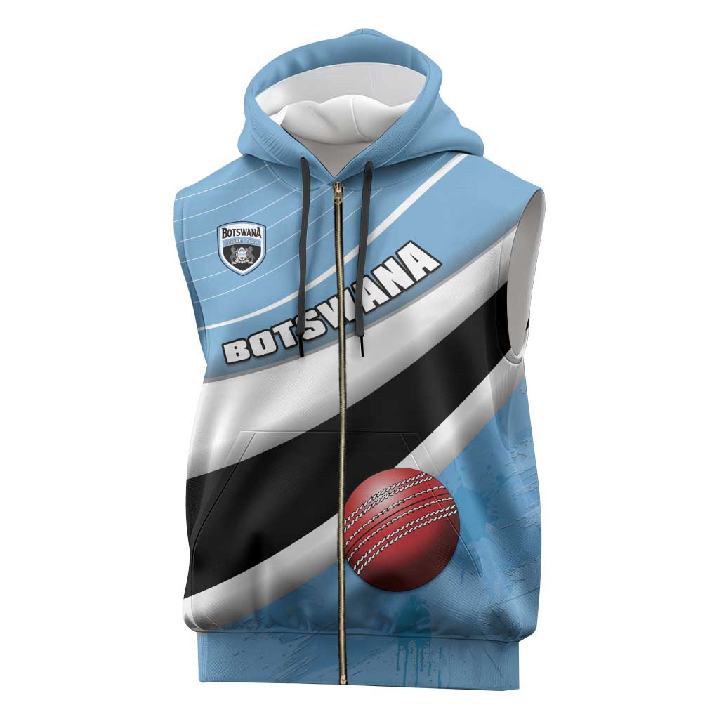 Custom Botswana Cricket Sleeveless Zip Hoodie Go Baggy Blues - Wonder Print Shop