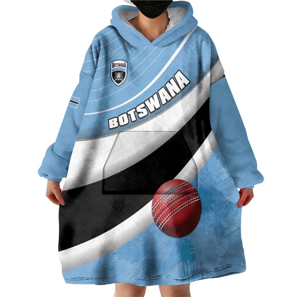 Custom Botswana Cricket Wearable Blanket Hoodie Go Baggy Blues - Wonder Print Shop