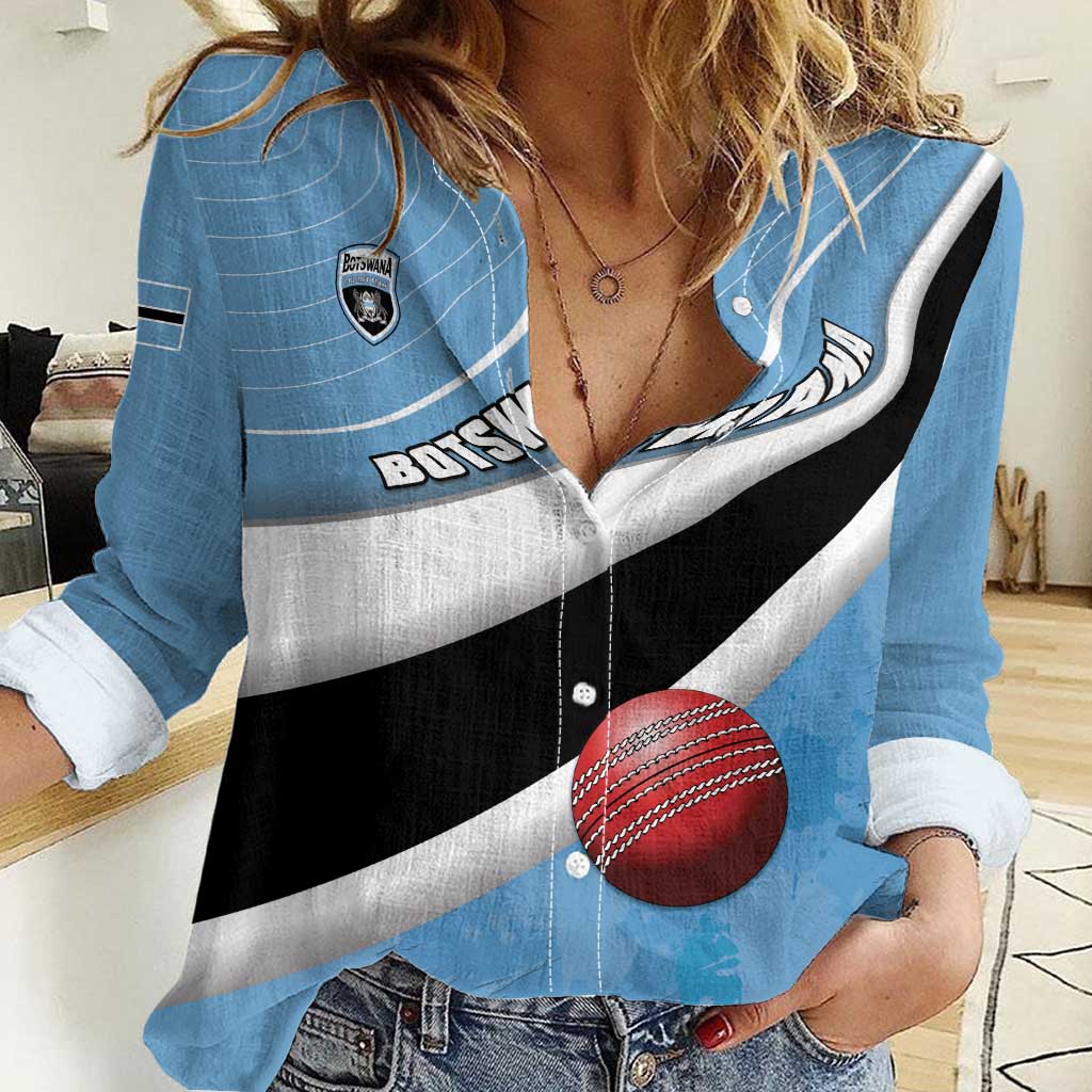 Custom Botswana Cricket Women Casual Shirt Go Baggy Blues - Wonder Print Shop
