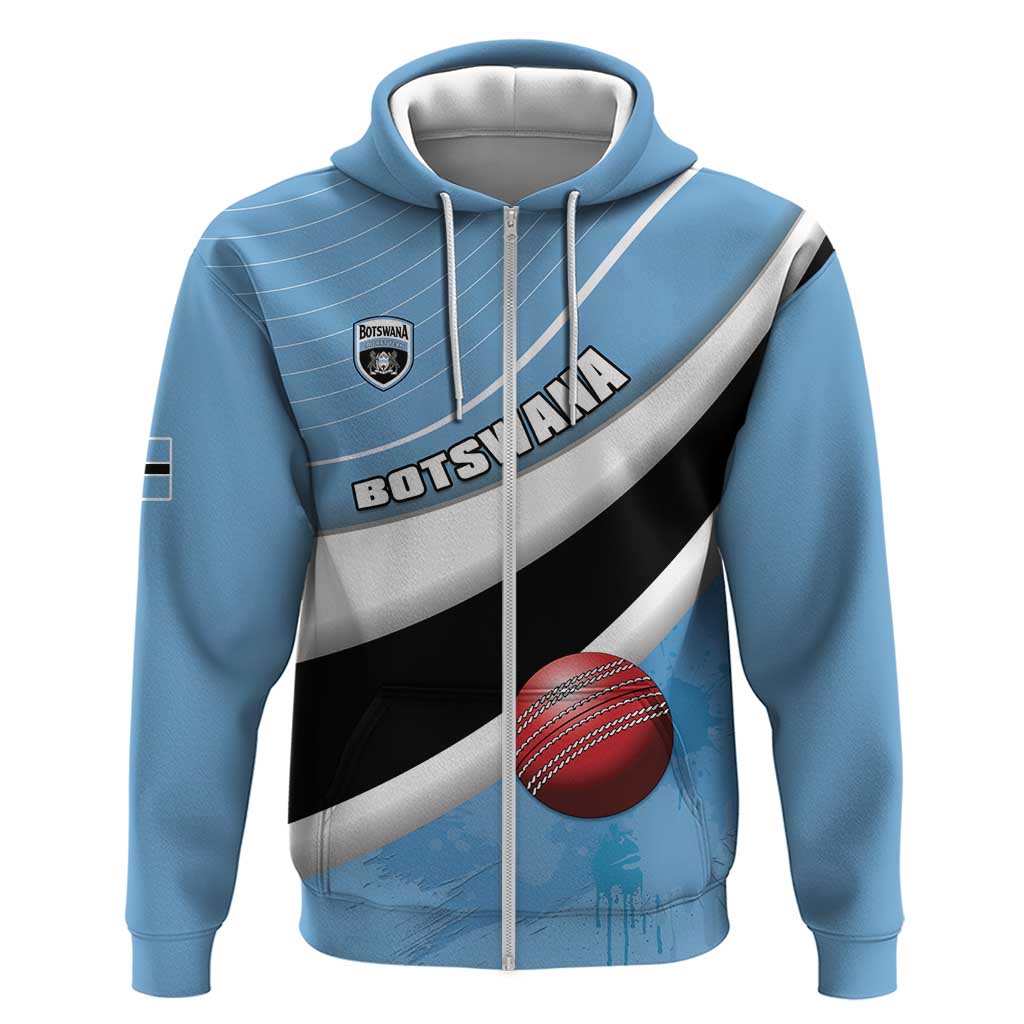 Custom Botswana Cricket Zip Hoodie Go Baggy Blues - Wonder Print Shop