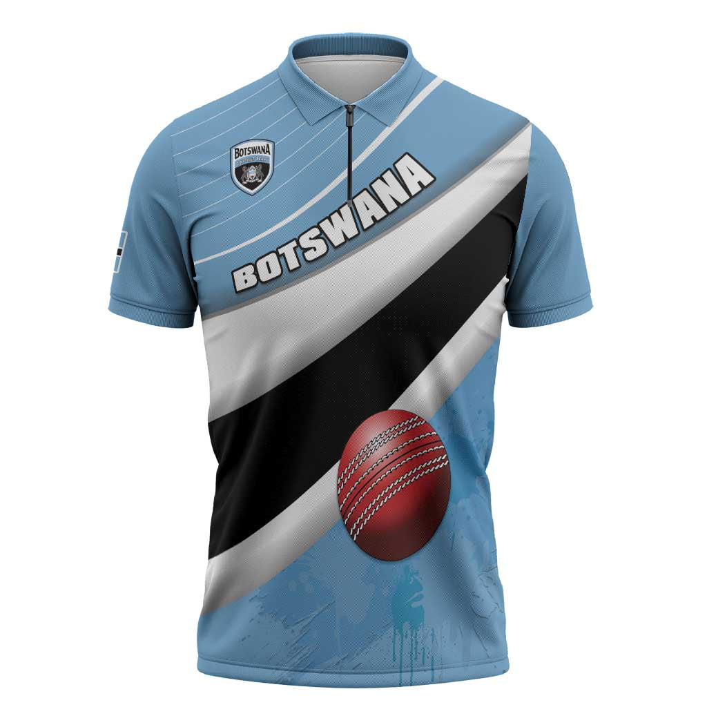 Custom Botswana Cricket Zipper Polo Shirt Go Baggy Blues - Wonder Print Shop