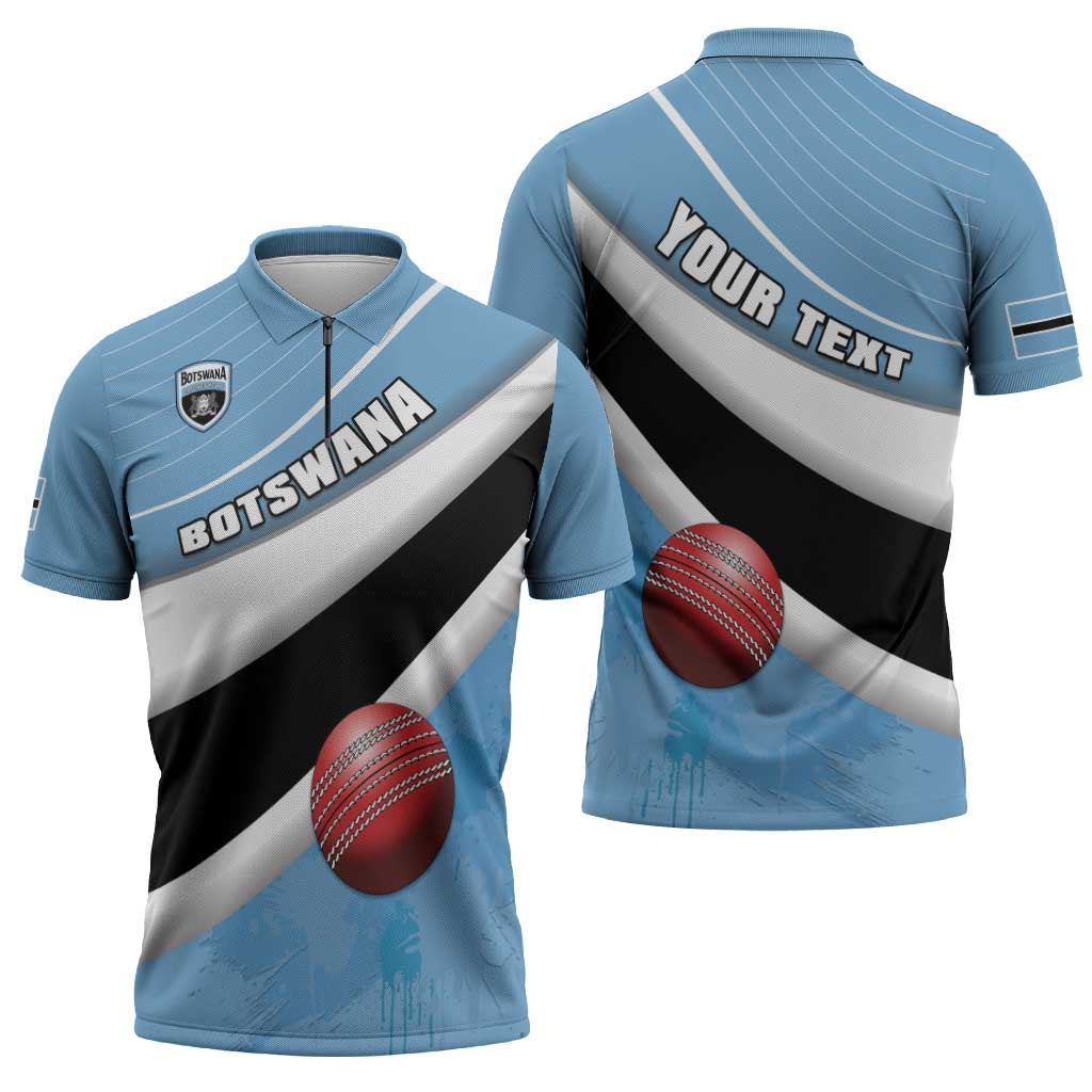 Custom Botswana Cricket Zipper Polo Shirt Go Baggy Blues - Wonder Print Shop
