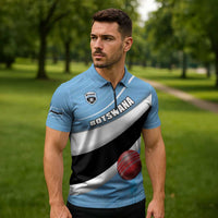 Custom Botswana Cricket Zipper Polo Shirt Go Baggy Blues - Wonder Print Shop
