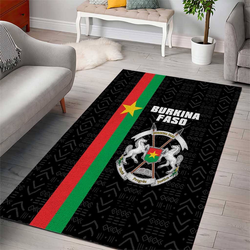 Burkina Faso Striped Area Rug African Mud Cloth Pattern - Black - Wonder Print Shop
