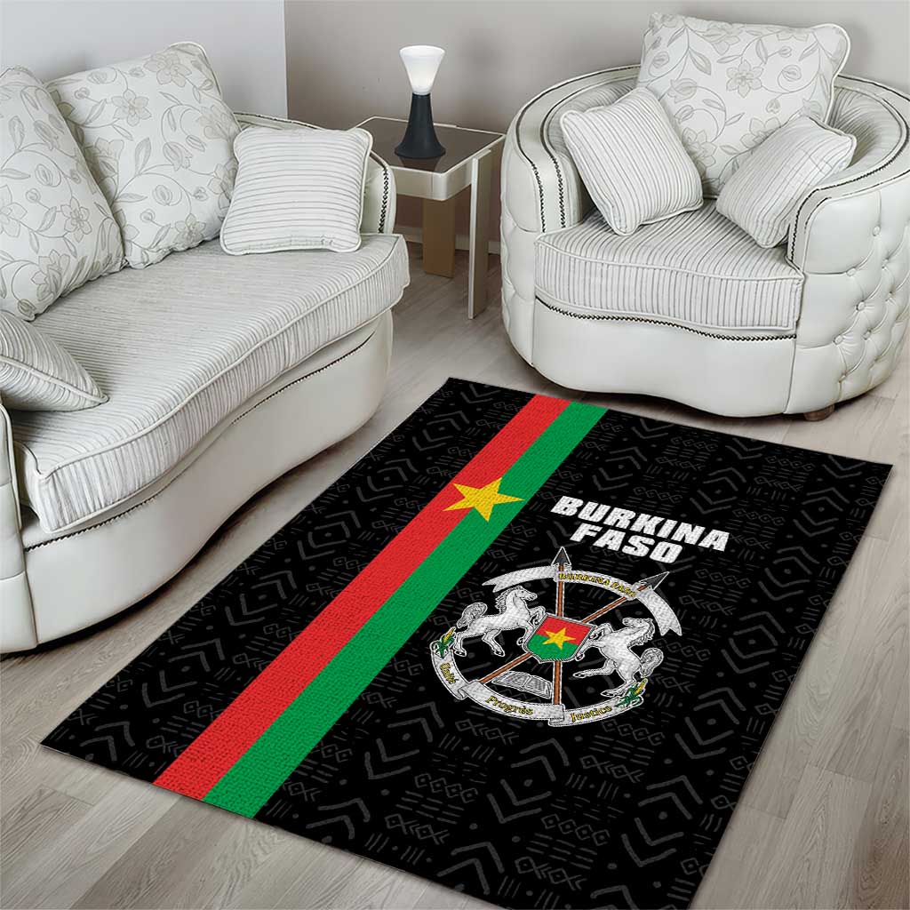 Burkina Faso Striped Area Rug African Mud Cloth Pattern - Black - Wonder Print Shop
