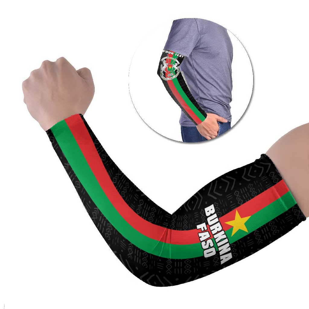 Personalized Burkina Faso Striped Arm Sleeves African Mud Cloth Pattern - Black - Wonder Print Shop