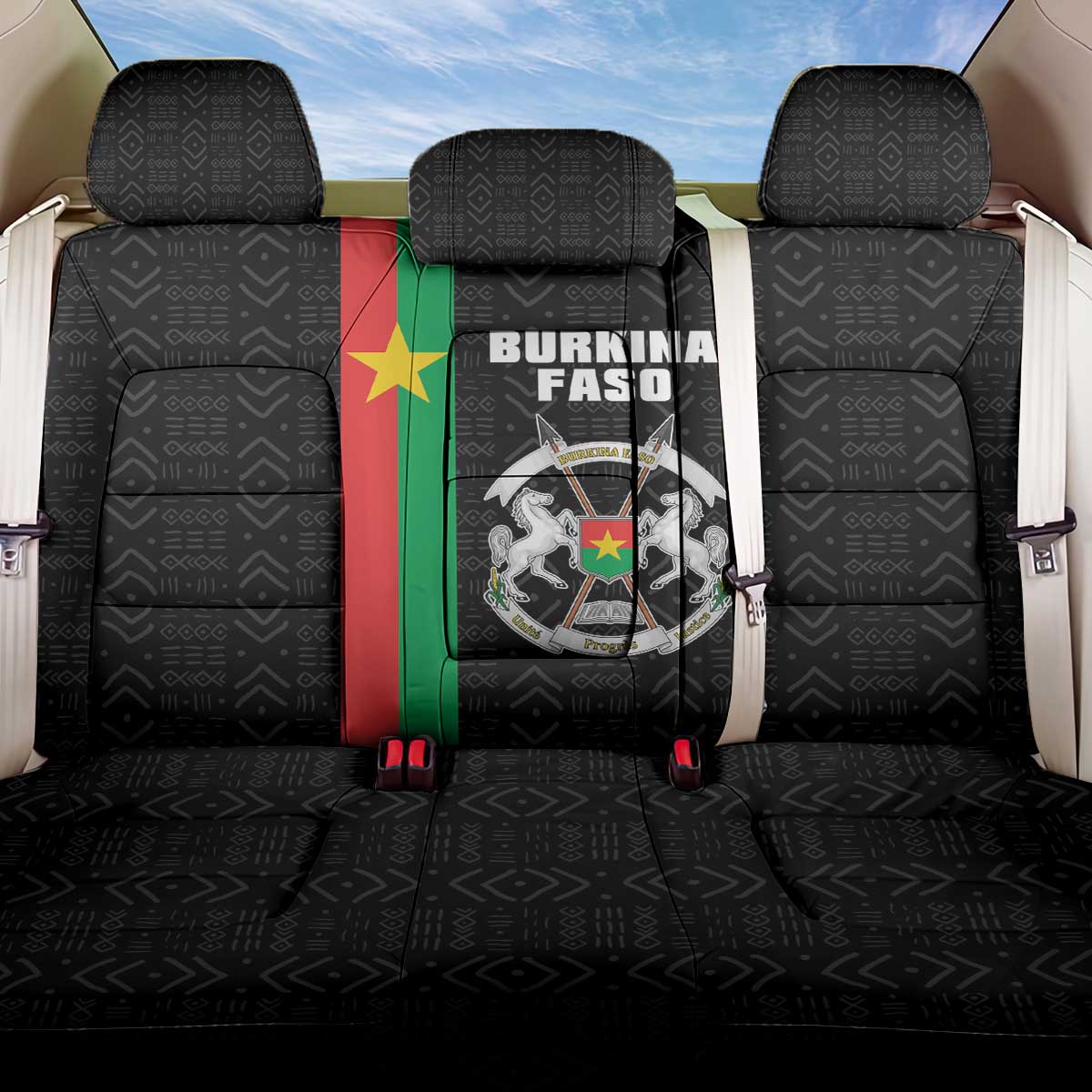 Burkina Faso Striped Back Car Seat Cover African Mud Cloth Pattern - Black - Wonder Print Shop