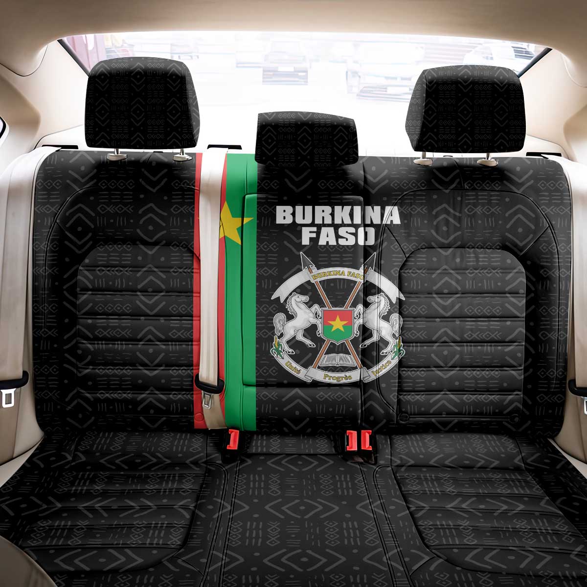Burkina Faso Striped Back Car Seat Cover African Mud Cloth Pattern - Black - Wonder Print Shop