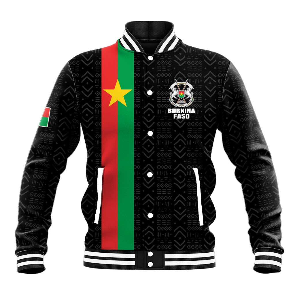 Personalized Burkina Faso Striped Baseball Jacket African Mud Cloth Pattern - Black - Wonder Print Shop