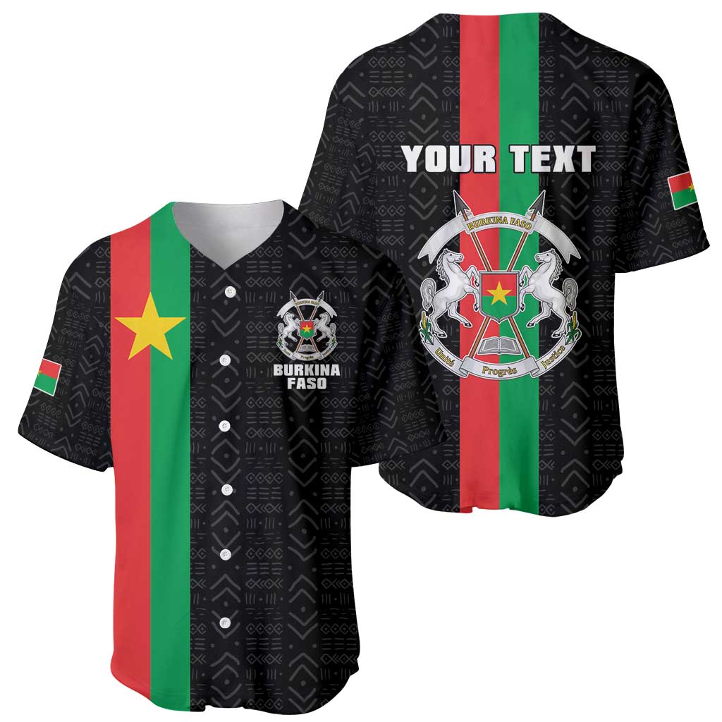 Personalized Burkina Faso Striped Baseball Jersey African Mud Cloth Pattern - Black - Wonder Print Shop