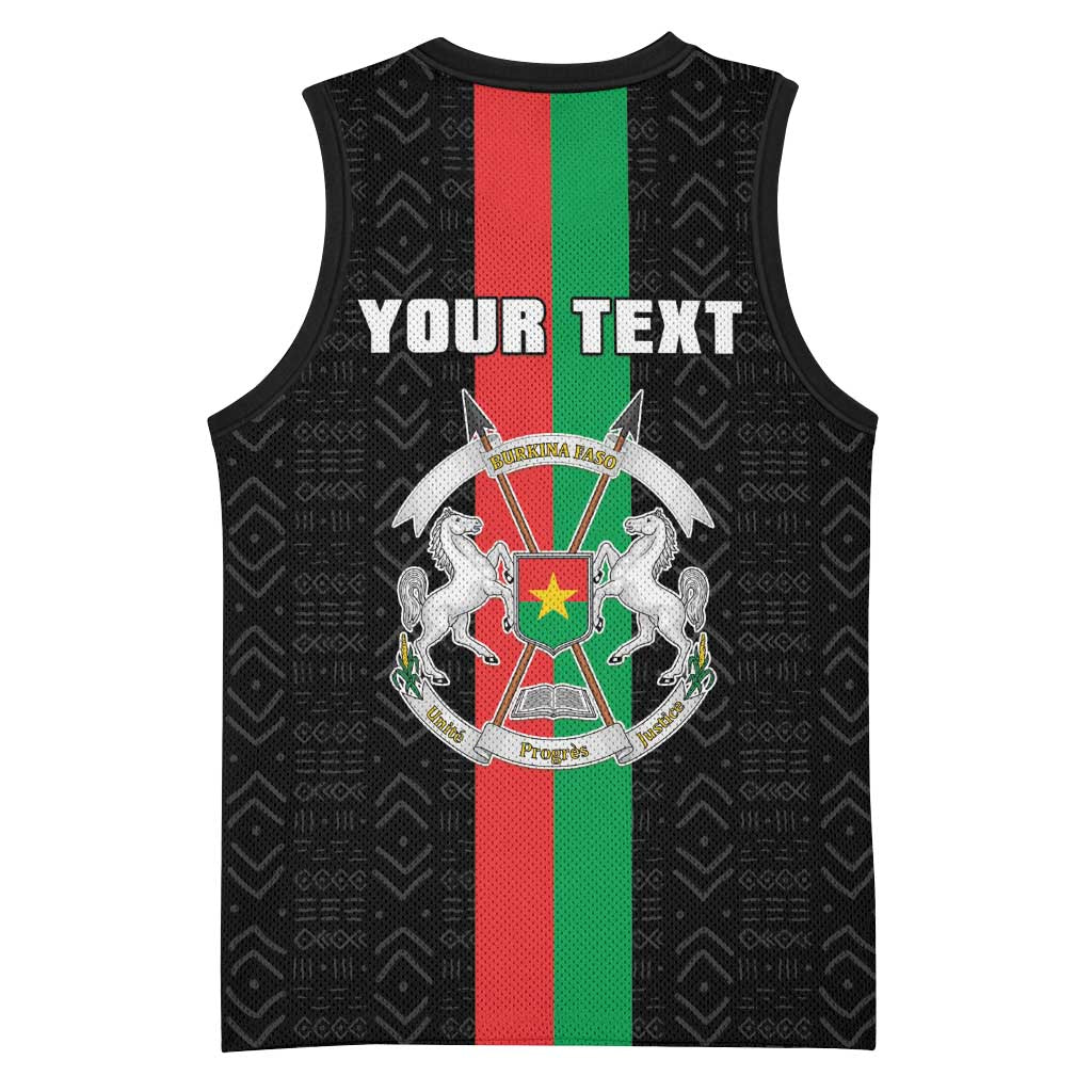 Personalized Burkina Faso Striped Basketball Jersey African Mud Cloth Pattern - Black - Wonder Print Shop