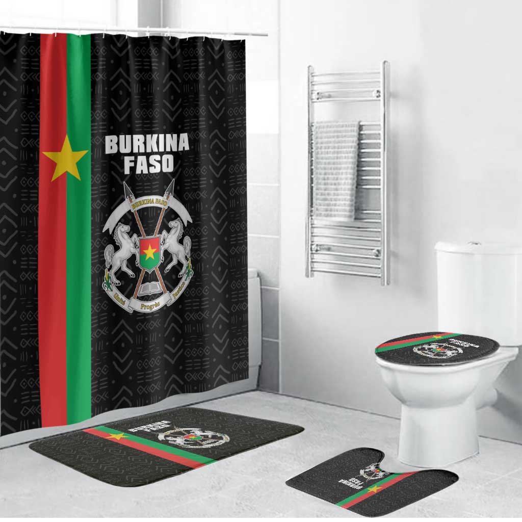 Burkina Faso Striped Bathroom Set African Mud Cloth Pattern - Black - Wonder Print Shop