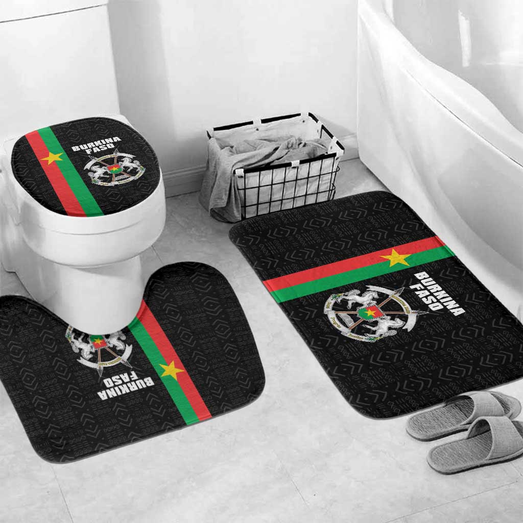 Burkina Faso Striped Bathroom Set African Mud Cloth Pattern - Black - Wonder Print Shop