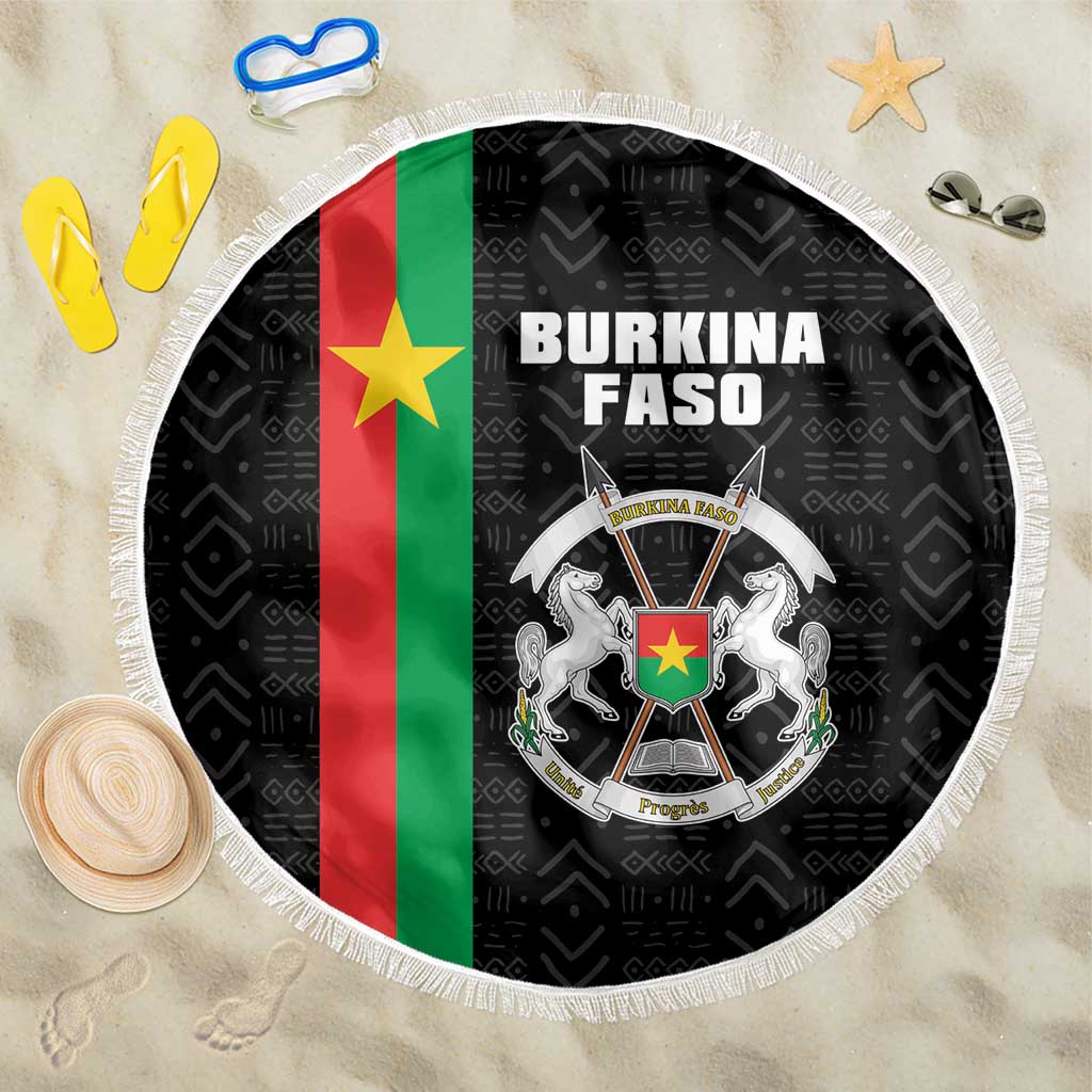 Burkina Faso Striped Beach Blanket African Mud Cloth Pattern - Black - Wonder Print Shop