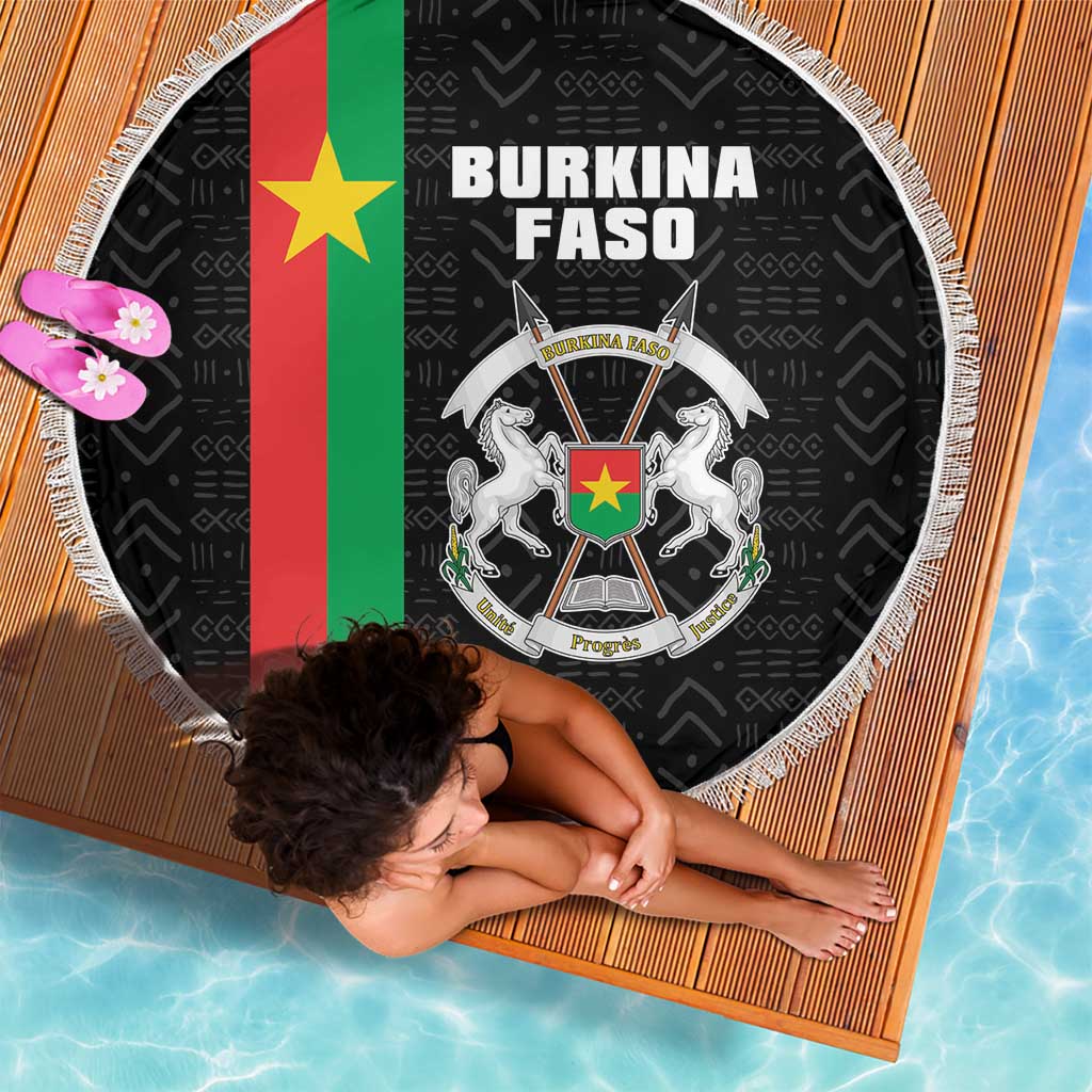 Burkina Faso Striped Beach Blanket African Mud Cloth Pattern - Black - Wonder Print Shop
