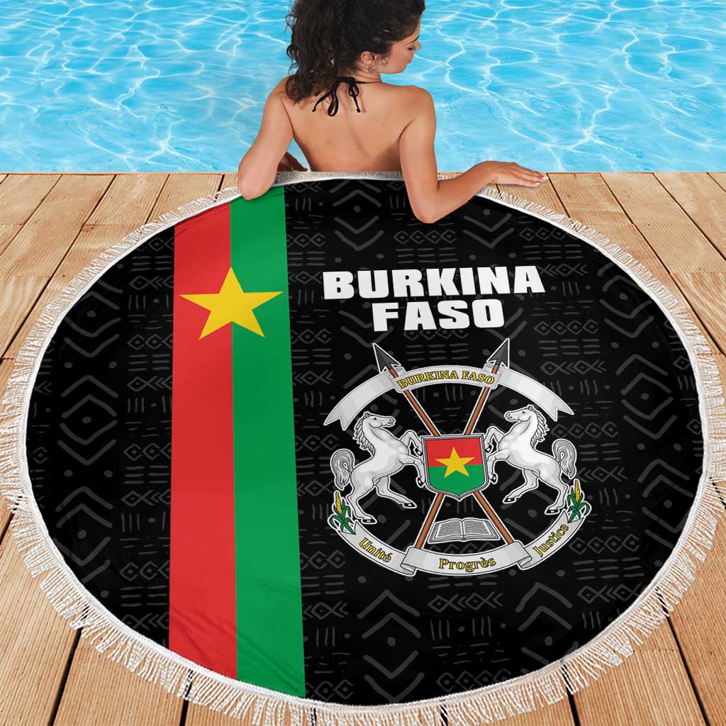 Burkina Faso Striped Beach Blanket African Mud Cloth Pattern - Black - Wonder Print Shop