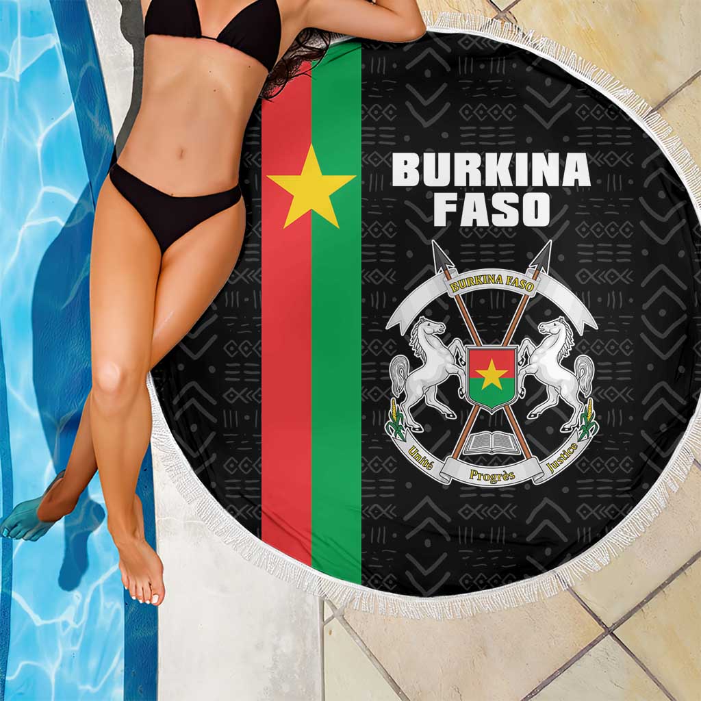 Burkina Faso Striped Beach Blanket African Mud Cloth Pattern - Black - Wonder Print Shop