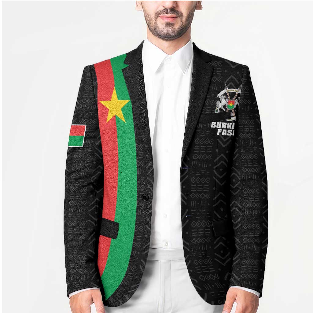 Personalized Burkina Faso Striped Blazer African Mud Cloth Pattern - Black - Wonder Print Shop