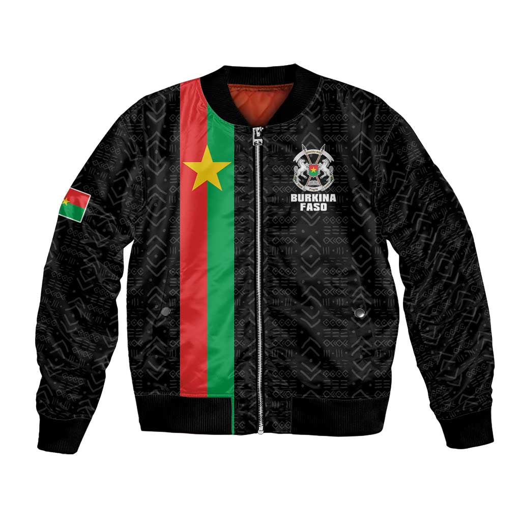 Personalized Burkina Faso Striped Bomber Jacket African Mud Cloth Pattern - Black - Wonder Print Shop