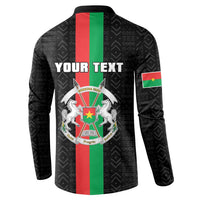 Personalized Burkina Faso Striped Button Sweatshirt African Mud Cloth Pattern - Black - Wonder Print Shop