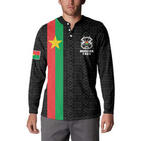 Personalized Burkina Faso Striped Button Sweatshirt African Mud Cloth Pattern - Black - Wonder Print Shop