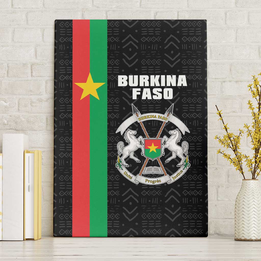 Burkina Faso Striped Canvas Wall Art African Mud Cloth Pattern - Black - Wonder Print Shop