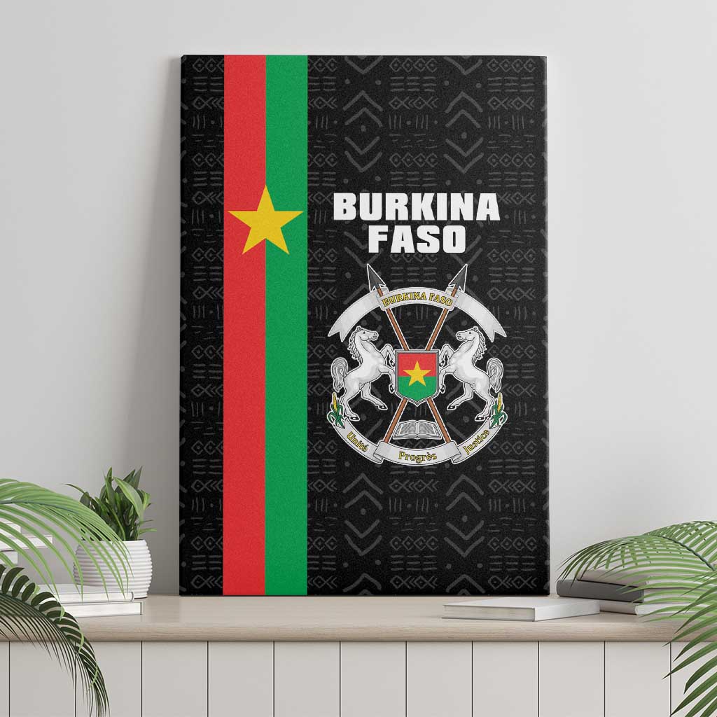 Burkina Faso Striped Canvas Wall Art African Mud Cloth Pattern - Black - Wonder Print Shop
