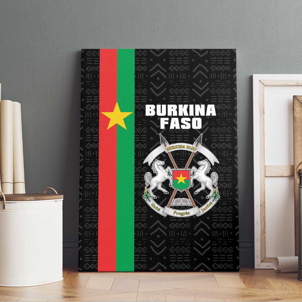 Burkina Faso Striped Canvas Wall Art African Mud Cloth Pattern - Black - Wonder Print Shop
