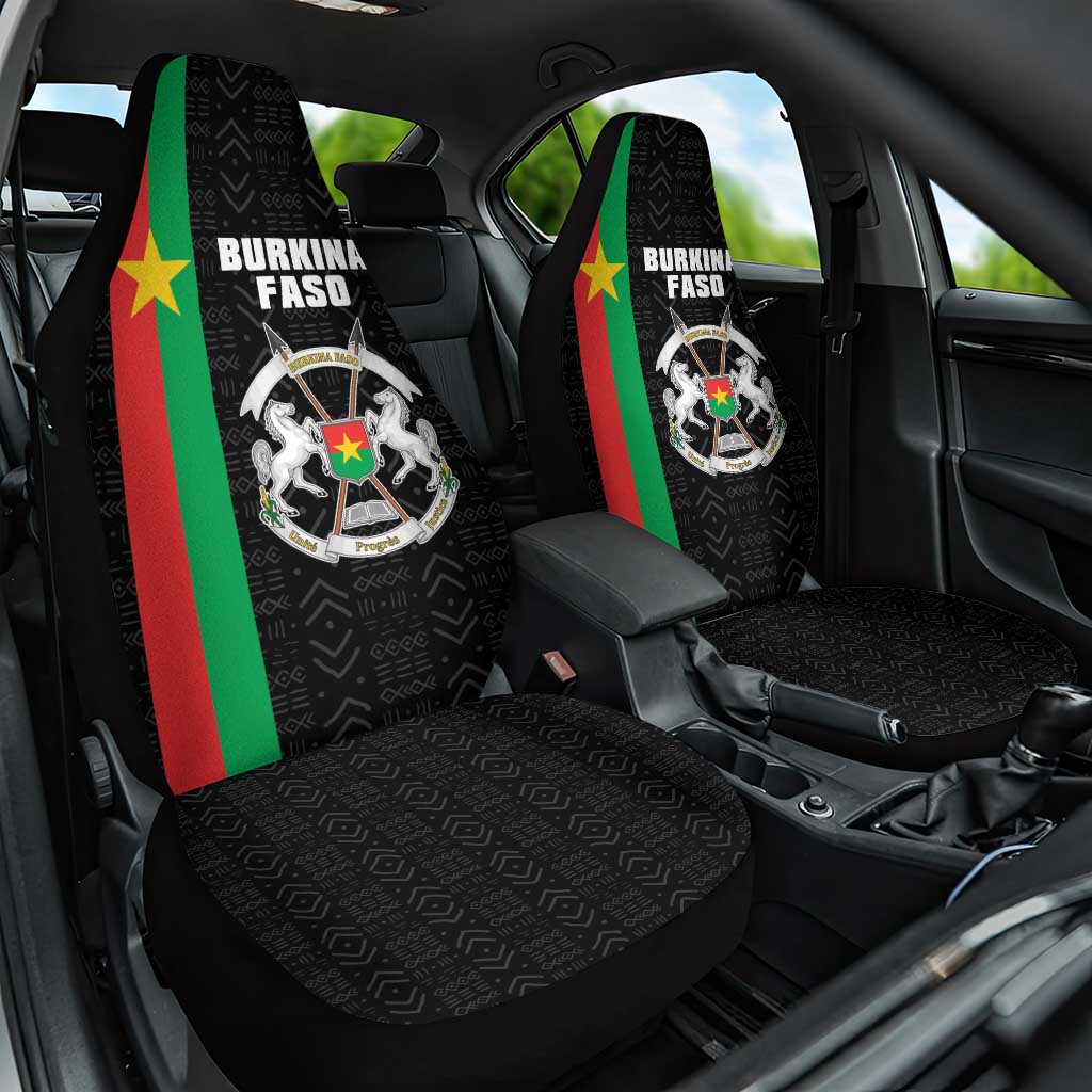 Burkina Faso Striped Car Seat Cover African Mud Cloth Pattern - Black - Wonder Print Shop