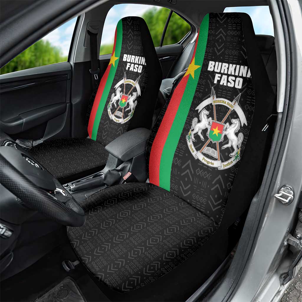 Burkina Faso Striped Car Seat Cover African Mud Cloth Pattern - Black - Wonder Print Shop