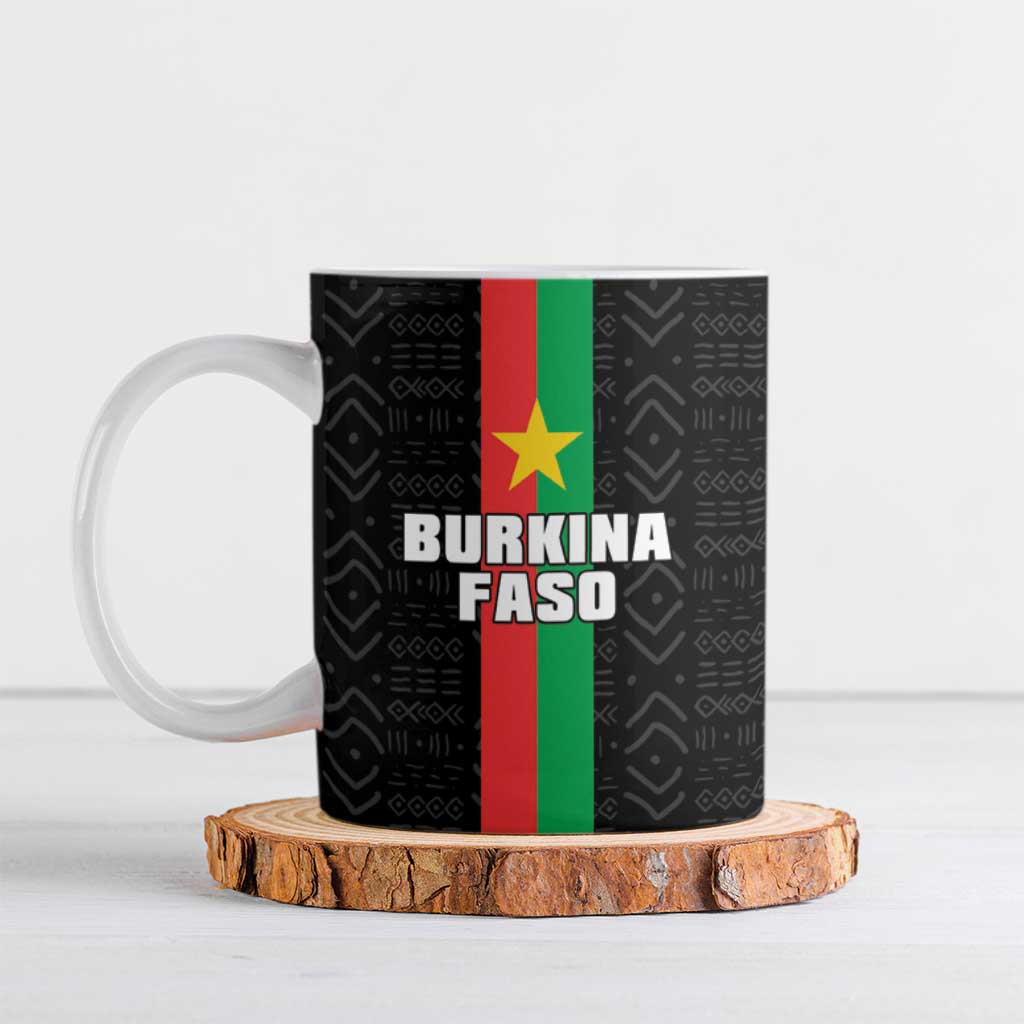 Personalized Burkina Faso Striped Ceramic Mug African Mud Cloth Pattern - Black - Wonder Print Shop