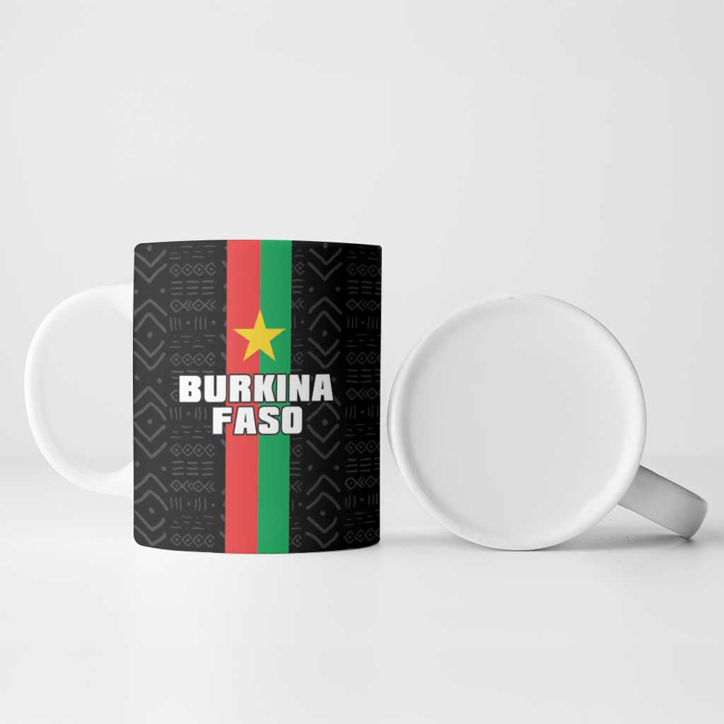 Personalized Burkina Faso Striped Ceramic Mug African Mud Cloth Pattern - Black - Wonder Print Shop