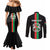 Personalized Burkina Faso Striped Couples Matching Mermaid Dress and Long Sleeve Button Shirt African Mud Cloth Pattern - Black - Wonder Print Shop