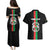 Personalized Burkina Faso Striped Couples Matching Puletasi and Hawaiian Shirt African Mud Cloth Pattern - Black - Wonder Print Shop