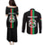 Personalized Burkina Faso Striped Couples Matching Puletasi and Long Sleeve Button Shirt African Mud Cloth Pattern - Black - Wonder Print Shop