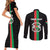 Personalized Burkina Faso Striped Couples Matching Short Sleeve Bodycon Dress and Long Sleeve Button Shirt African Mud Cloth Pattern - Black - Wonder Print Shop