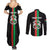 Personalized Burkina Faso Striped Couples Matching Summer Maxi Dress and Long Sleeve Button Shirt African Mud Cloth Pattern - Black - Wonder Print Shop
