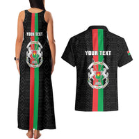 Personalized Burkina Faso Striped Couples Matching Tank Maxi Dress and Hawaiian Shirt African Mud Cloth Pattern - Black - Wonder Print Shop